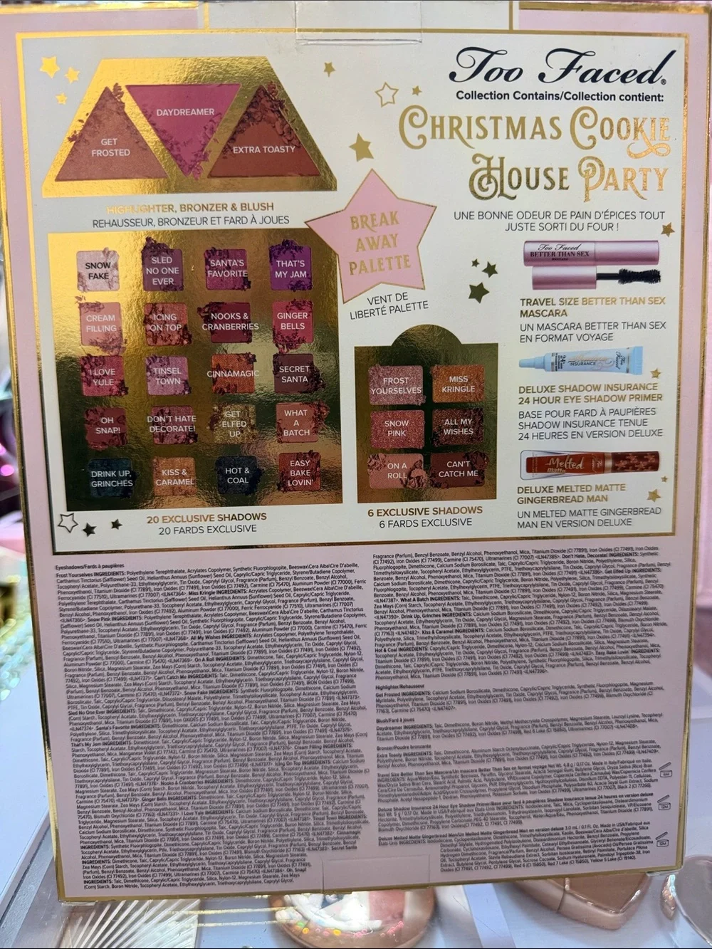 Too Faced Pink and Gold Christmas Cookie House Party Makeup Set